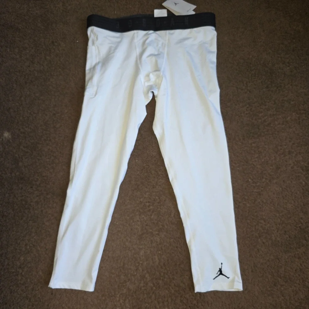 Jordan Dri-FIT Compression Tights Men's 2XL White 3/4 Length Tight Fit NWT DX313